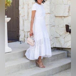 Banana Republic eyelet midi dress white lace